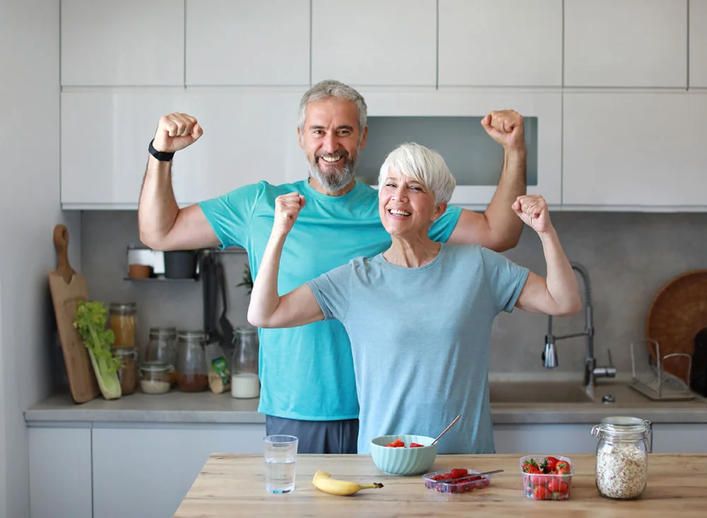 Portrait,Of,A,Senior,Mature,Couple,Having,A,Healthy,Breakfast