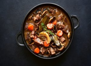 Beef,Bourguignon,-,Meat,Stew,With,Vegetables,And,Mushrooms,With