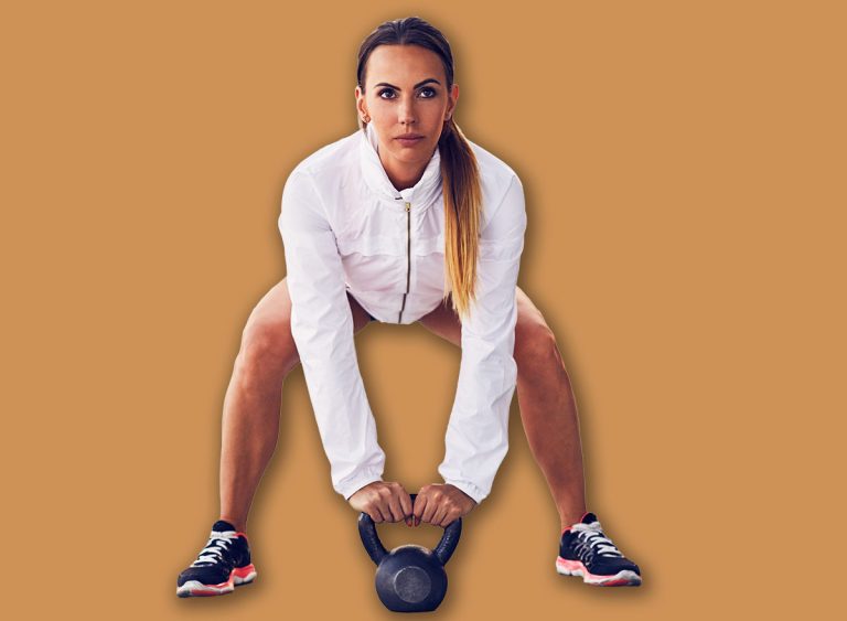 Woman,Before,Kettlebell,Swing,Cross,Fit,Exercise
