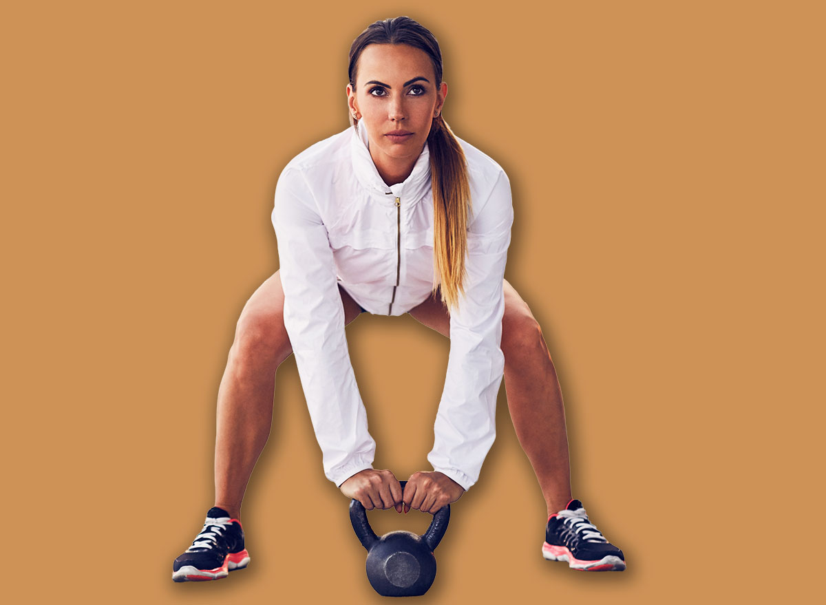 Woman,Before,Kettlebell,Swing,Cross,Fit,Exercise