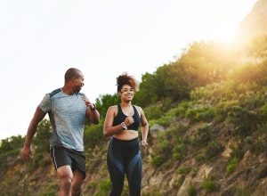 Fitness,,Nature,And,Couple,Walking,By,A,Mountain,Training,For