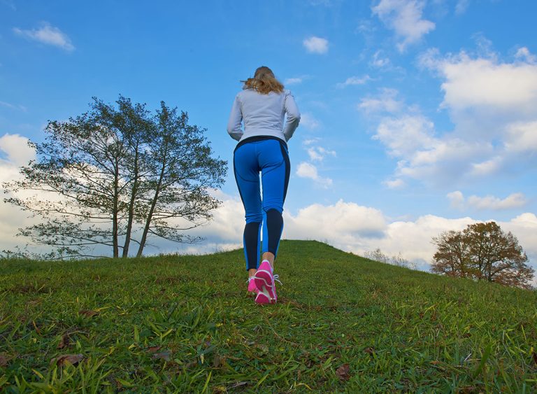 Pretty,Female,Going,Up,The,Hill,To,Clouds,With,A