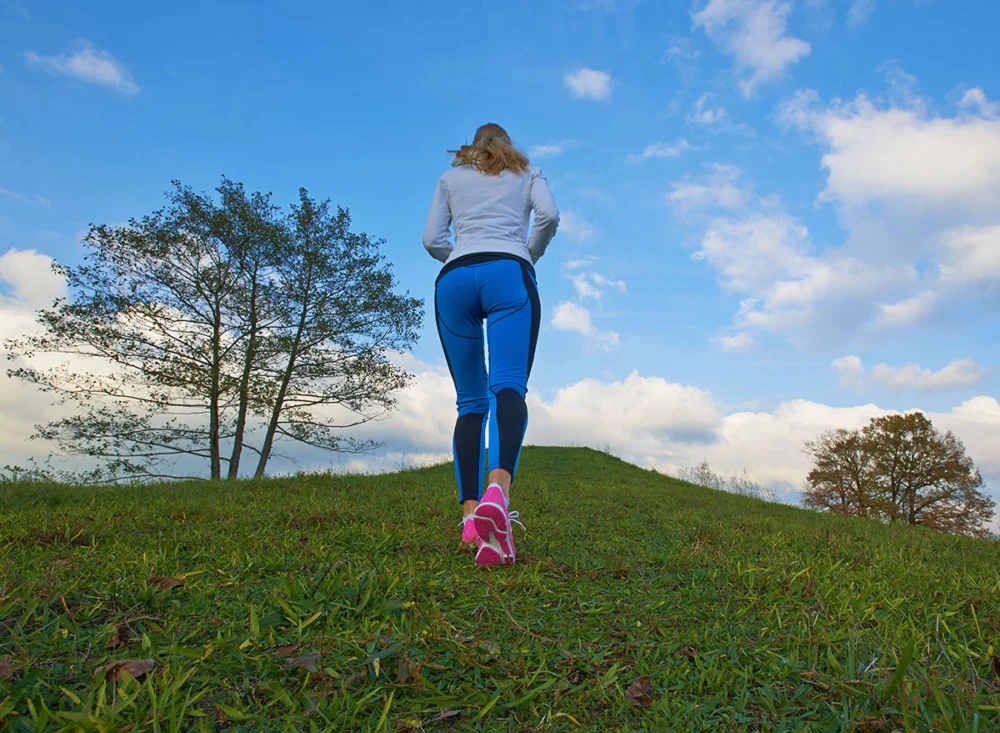 Pretty,Female,Going,Up,The,Hill,To,Clouds,With,A