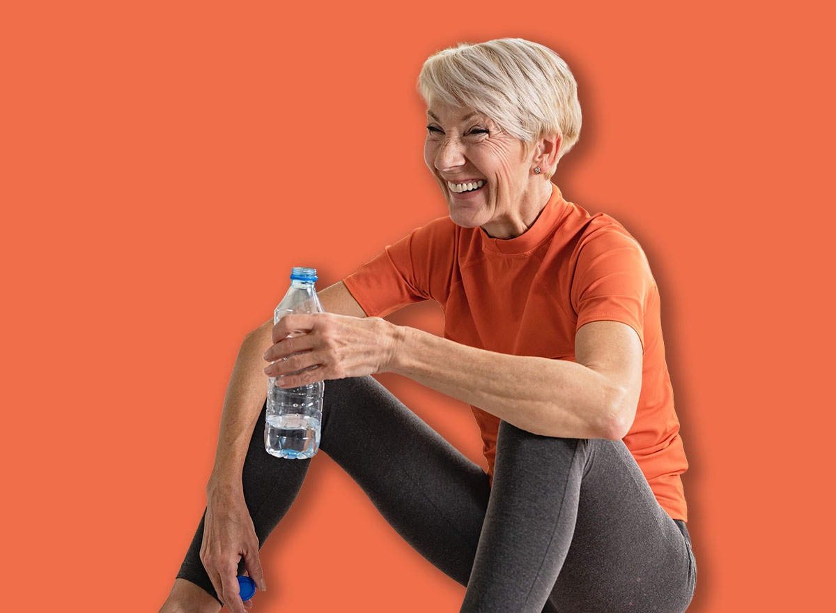 Beautiful,Senior,Woman,Drinking,Water,After,Exercise.,Active,Senior,Woman