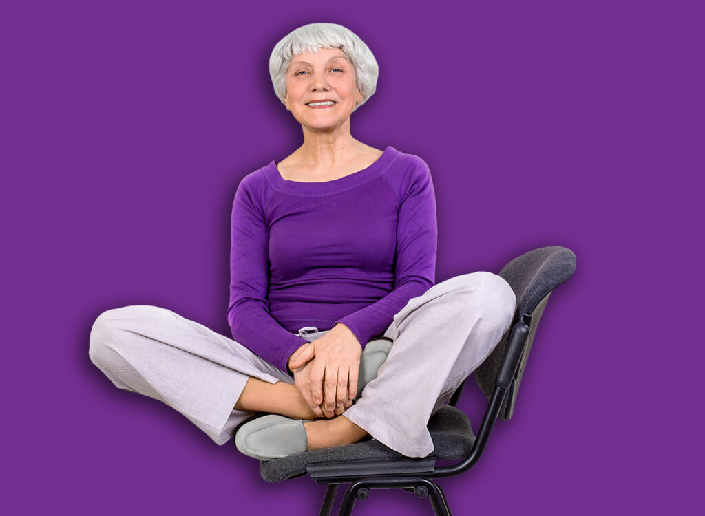 Happy,Charming,Beautiful,Elderly,Woman,Is,Doing,Exercise,On,A