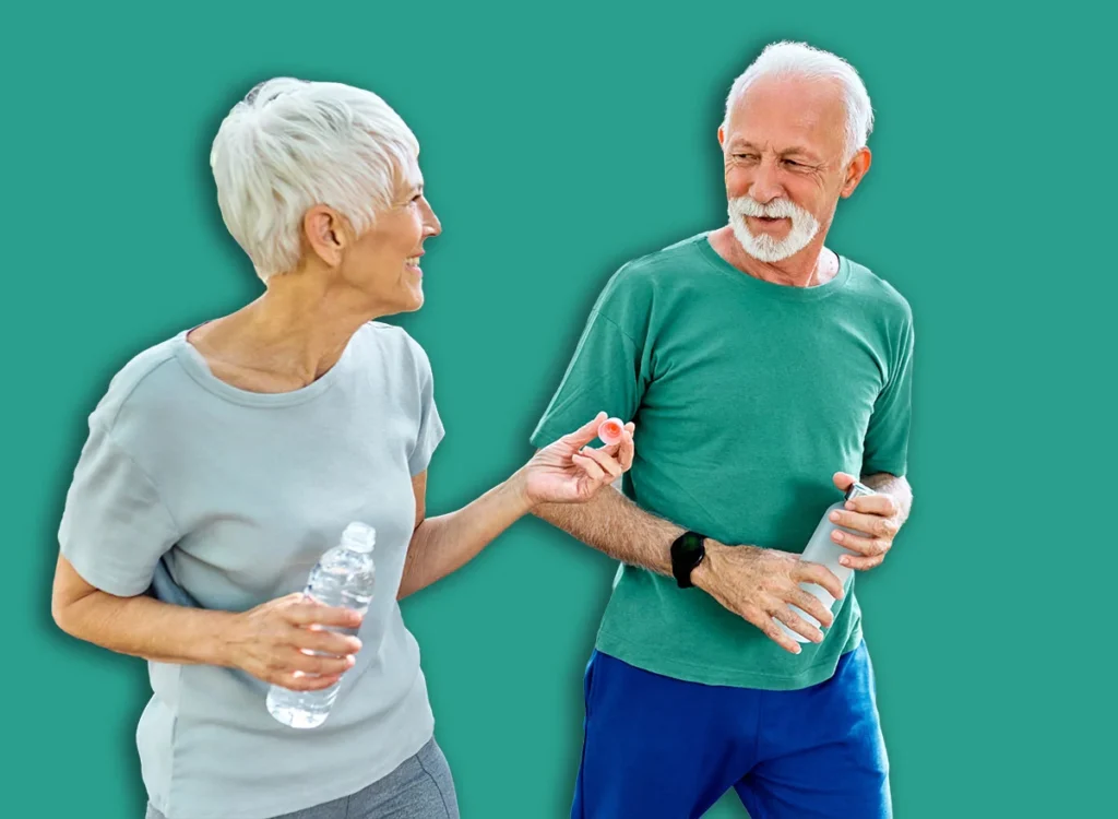 Smiling,Active,Senior,Couple,Jogging,Exercising,And,Having,Fun,And