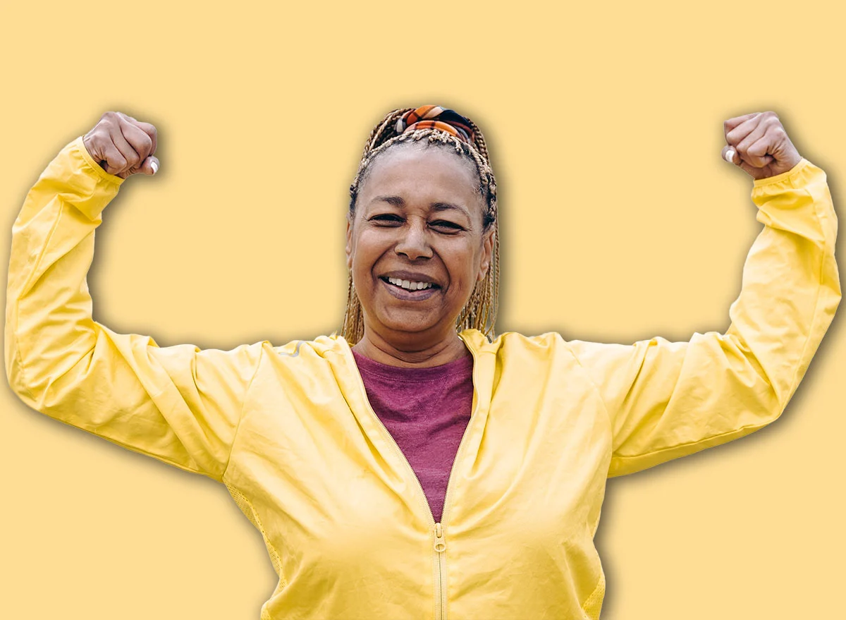 Senior,African,Woman,Doing,Exercise,Workout,Routine,Outdoor,-,Focus