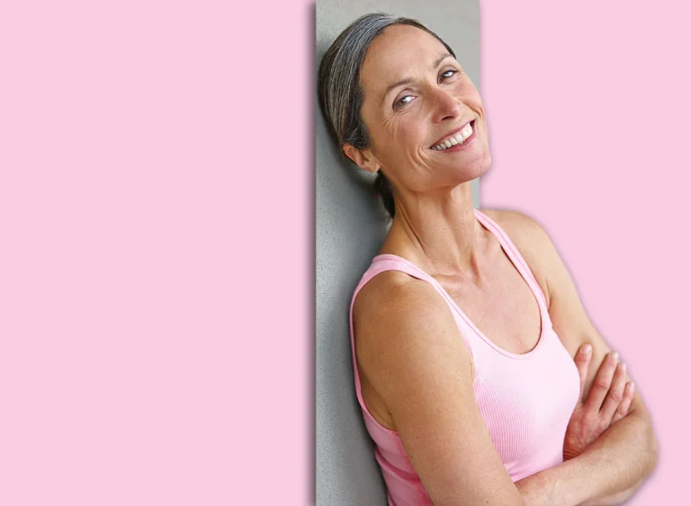 Gray,Wall,,Woman,And,Arms,Crossed,For,Fitness,With,Pride