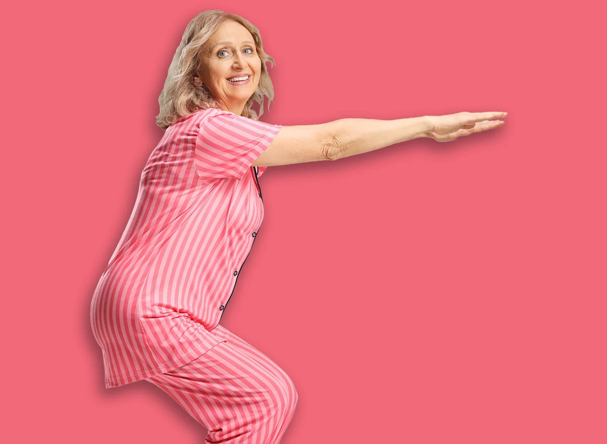Woman,In,Pajamas,Doing,Exercise,At,Home