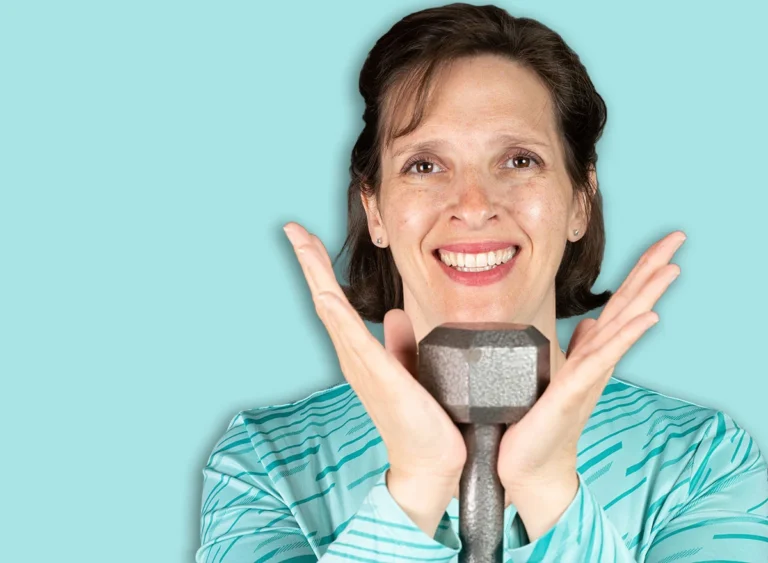 Older,Average,Looking,Woman,Doing,A,Goblet,Squat.,Happy,And